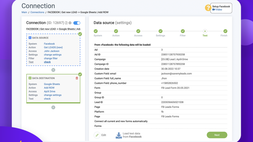 Data transfer settings