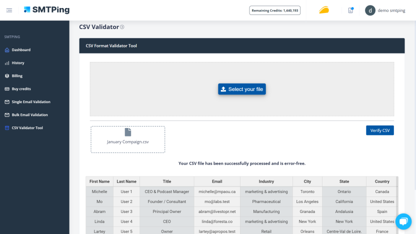 CSV File Validator