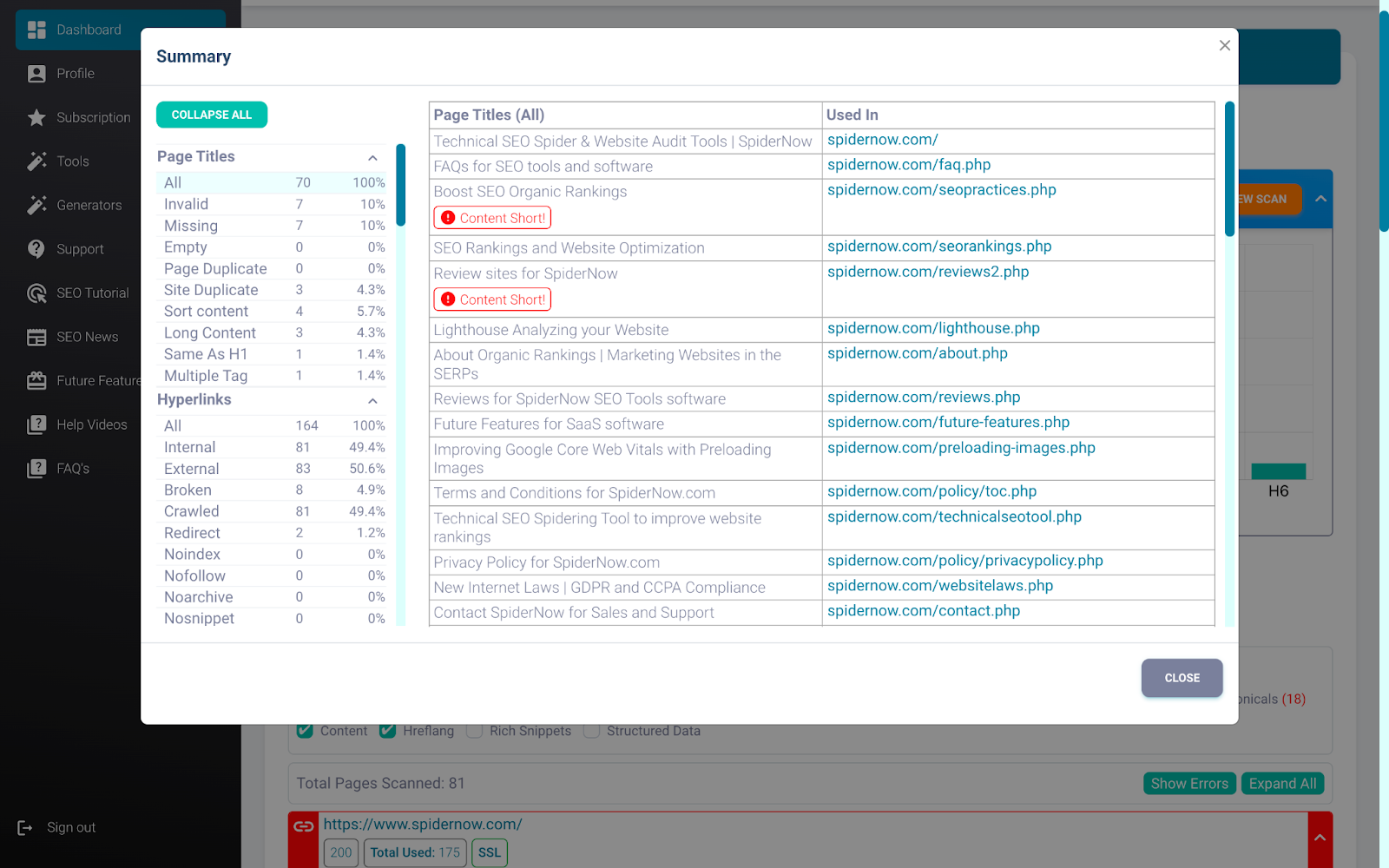 Technical SEO issues