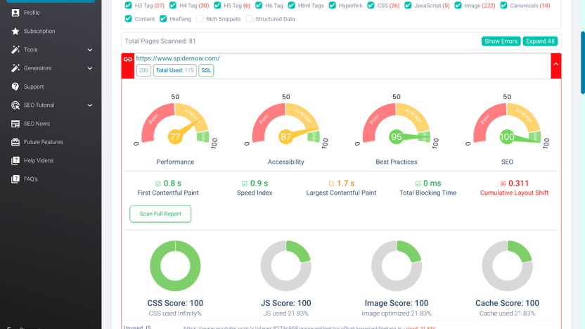 Website scores